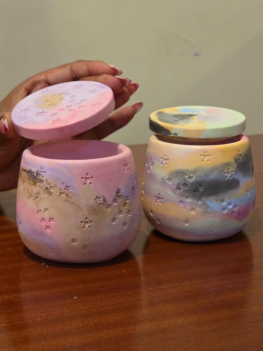 Pastel Floral Lidded Jars by Klassiq Resin