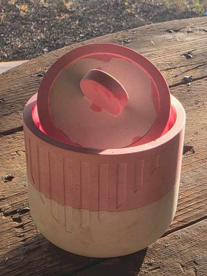 White Ribbed Lidded Jar by Klassiq Resin photo 2